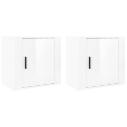 vidaXL Mesitas de noche de pared 2 uds blanco brillante 50x30x47 cm