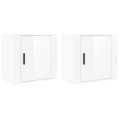 vidaXL Mesitas de noche de pared 2 uds blanco brillante 50x30x47 cm