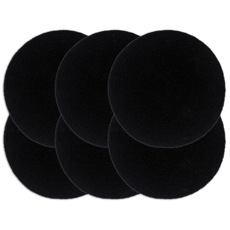 vidaXL Manteles individuales redondos 6 uds algodón negro liso 38 cm vidaXL Manteles individuales redondos 6 uds algodón negro liso 38 cm