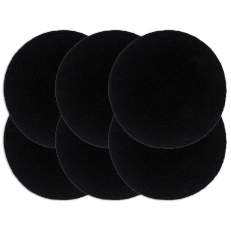 vidaXL Manteles individuales redondos 6 uds algodón negro liso 38 cm 