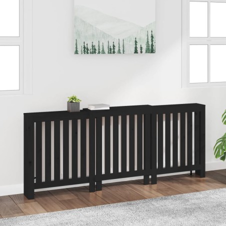 vidaXL Cubierta de radiador madera maciza de pino negro 210x21x85 cm