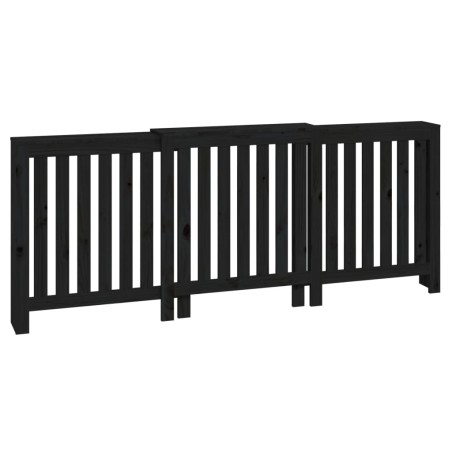 vidaXL Cubierta de radiador madera maciza de pino negro 210x21x85 cm