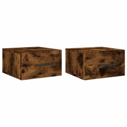 vidaXL Mesitas de noche de pared 2 uds color roble ahumado 35x35x20 cm