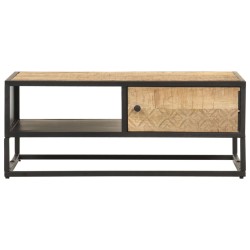 vidaXL Mueble de TV puerta tallada madera de mango rugosa 90x55x36 cm