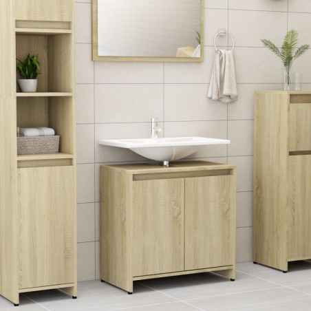 vidaXL Armario de baño madera contrachapada color roble 60x33x61 cm