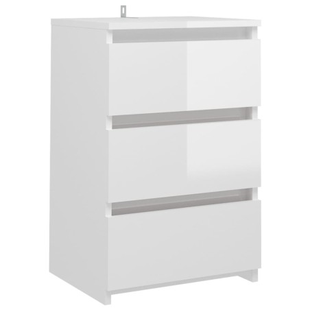 vidaXL Mesita de noche madera contrachapada blanco brillo 40x35x62,5cm