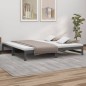 vidaXL Sofá cama extraíble madera maciza de pino gris 2x(80x200) cm