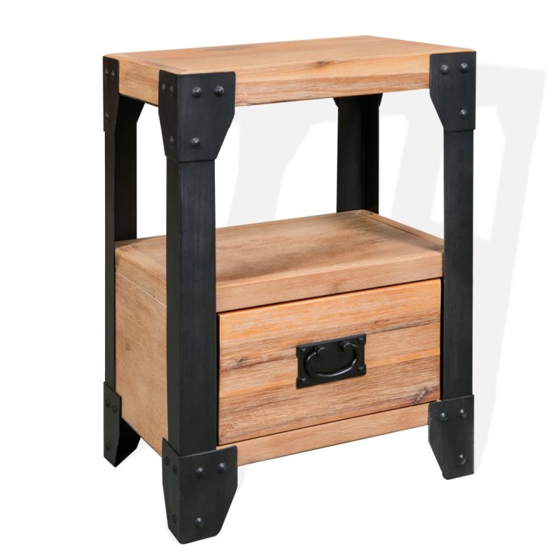 vidaXL Mesita de noche de madera maciza acacia y acero 40x30x54 cm vidaXL Mesita de noche de madera maciza acacia y acero 40x30x54 cm