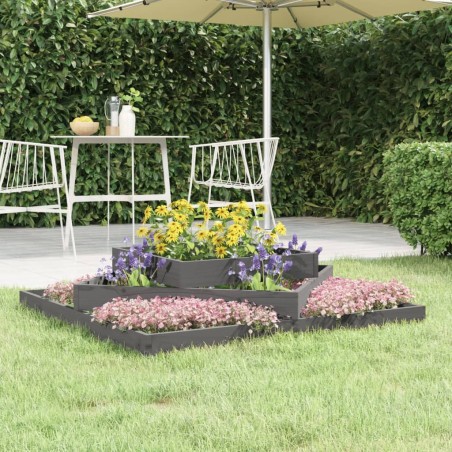 vidaXL Jardinera de madera maciza de pino gris 112x112x27 cm