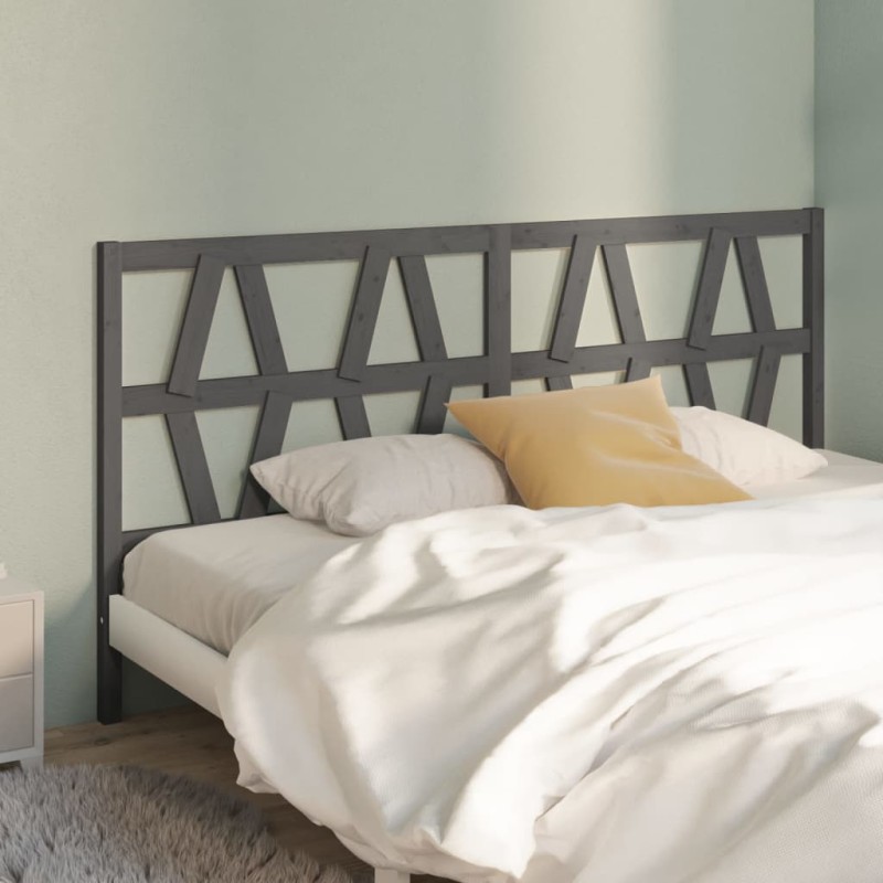 vidaXL Cabecero de cama madera maciza de pino gris 206x4x100 cm vidaXL Cabecero de cama madera maciza de pino gris 206x4x100 cm