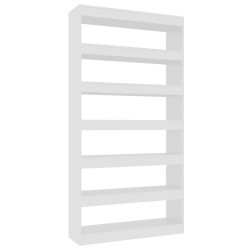 vidaXL Estantería madera contrachapada blanco brillo 100x30x198 cm