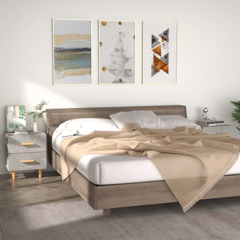 vidaXL Mesita de noche 2 unidades gris hormigón 40x35x47,5 cm vidaXL Mesita de noche 2 unidades gris hormigón 40x35x47,5 cm