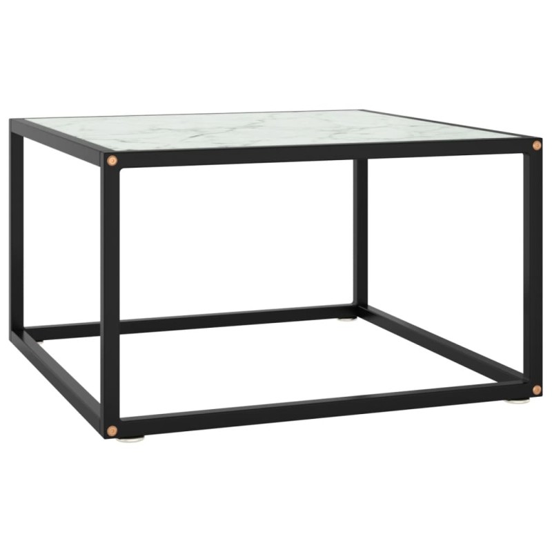 vidaXL Mesa de centro negra con vidrio de mármol blanco 60x60x35 cm vidaXL Mesa de centro negra con vidrio de mármol blanco 60x60x35 cm