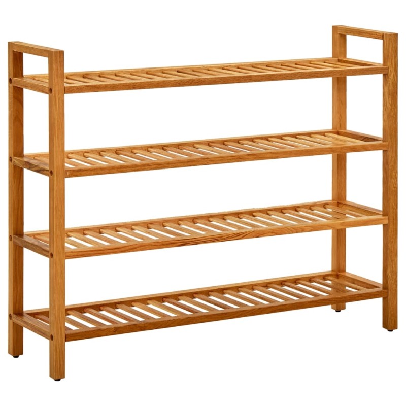 vidaXL Zapatero con 4 estantes madera maciza de roble 100x27x80 cm