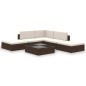 vidaXL Set muebles de jardín 6 piezas y cojines ratán sintético marrón vidaXL Set muebles de jardín 6 piezas y cojines ratán sintético marrón