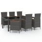 vidaXL Set de comedor jardín 7 pzas cojines ratán sintético negro gris vidaXL Set de comedor jardín 7 pzas cojines ratán sintético negro gris