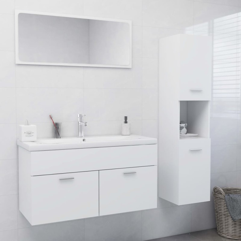 vidaXL Juego de muebles de baño madera de ingeniería blanco vidaXL Juego de muebles de baño madera de ingeniería blanco