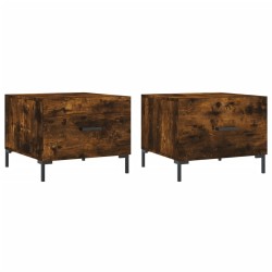 vidaXL Mesa de centro 2 uds madera ingeniería roble ahumado 50x50x40cm
