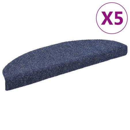 vidaXL Alfombrilla autoadhesiva de escalera 5 uds 65x21x4 cm azul