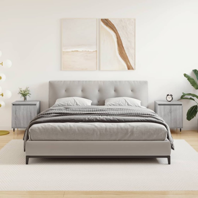 vidaXL Mesita de noche 2 uds madera ingeniería gris Sonoma 40x30x50 cm vidaXL Mesita de noche 2 uds madera ingeniería gris Sonoma 40x30x50 cm