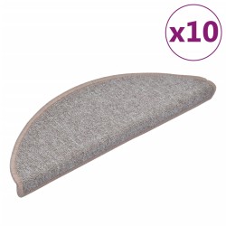 vidaXL Alfombrillas de escalera 10 unidades marrón claro 65x24x4 cm