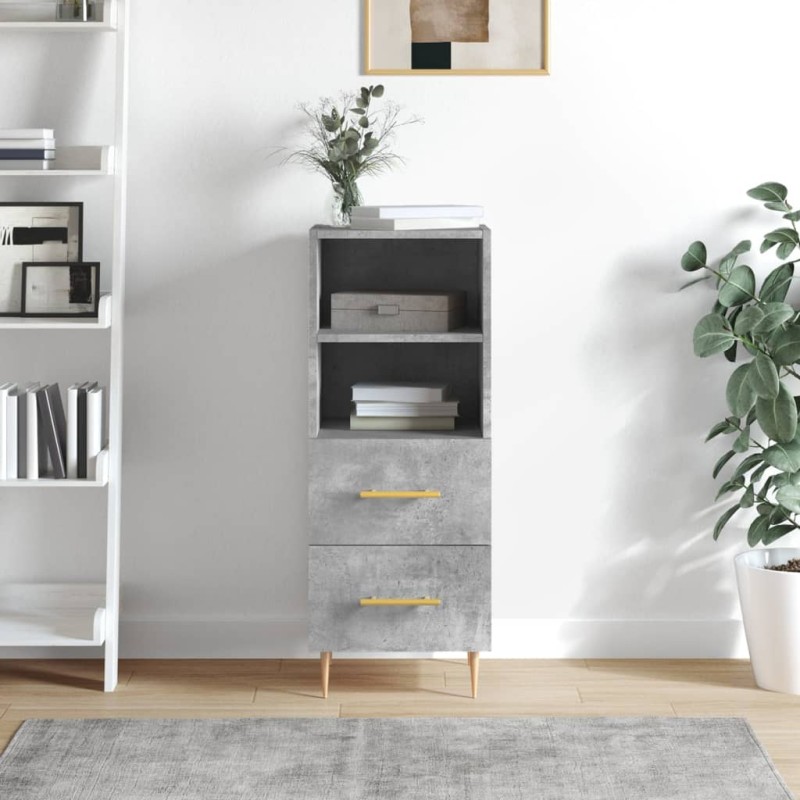 vidaXL Aparador de madera contrachapada gris hormigón 34,5x34x90 cm vidaXL Aparador de madera contrachapada gris hormigón 34,5x34x90 cm
