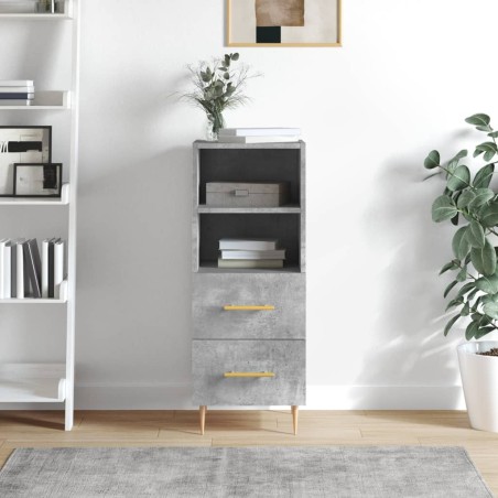vidaXL Aparador de madera contrachapada gris hormigón 34,5x34x90 cm