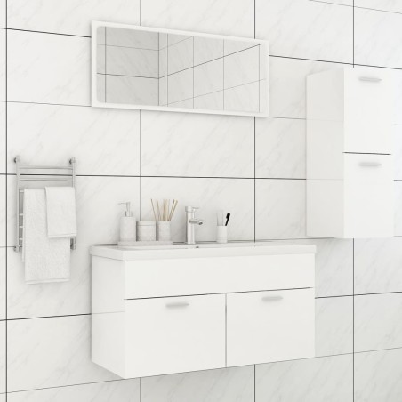 vidaXL Juego de muebles de baño madera de ingeniería blanco brillo