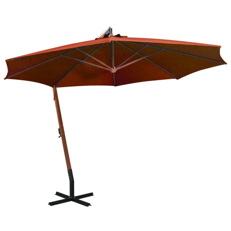 vidaXL Sombrilla colgante con palo madera abeto terracota 3,5x2,9 m vidaXL Sombrilla colgante con palo madera abeto terracota 3,5x2,9 m
