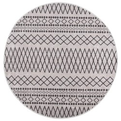 vidaXL Alfombra lavable antideslizante negro y blanco φ120 cm