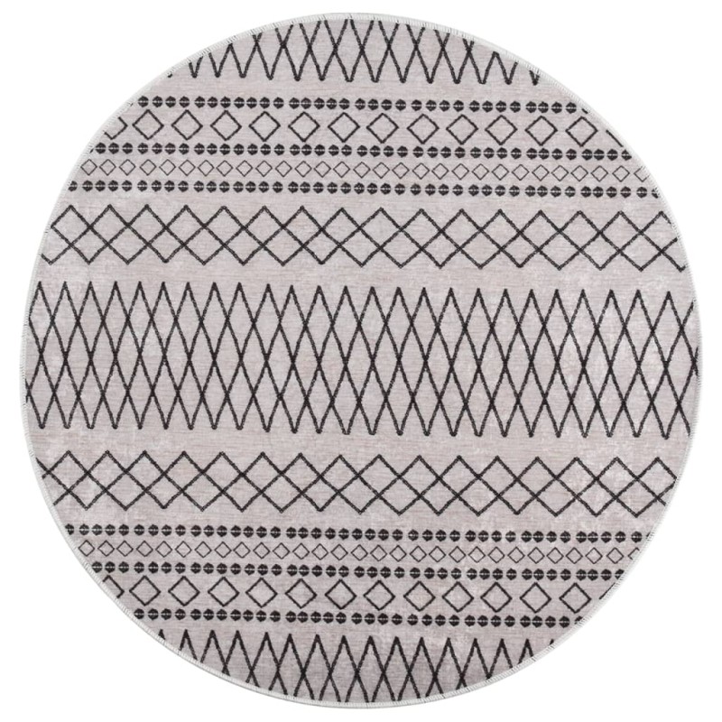 vidaXL Alfombra lavable antideslizante negro y blanco φ120 cm