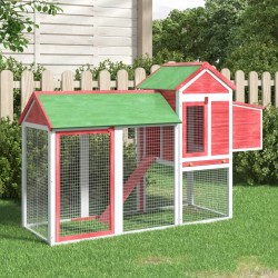 vidaXL Gallinero madera maciza de pino rojo 193x65x117 cm