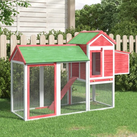 vidaXL Gallinero madera maciza de pino rojo 193x65x117 cm