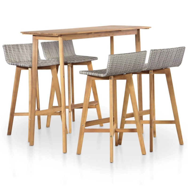 vidaXL Set de comedor de jardín 5 piezas madera maciza de acacia vidaXL Set de comedor de jardín 5 piezas madera maciza de acacia