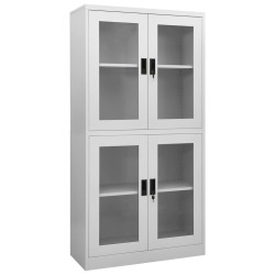 vidaXL Armario oficina acero vidrio templado gris claro 90x40x180 cm