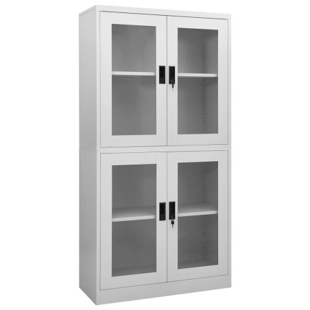 vidaXL Armario oficina acero vidrio templado gris claro 90x40x180 cm