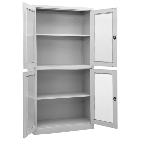 vidaXL Armario oficina acero vidrio templado gris claro 90x40x180 cm