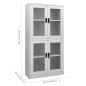 vidaXL Armario oficina acero vidrio templado gris claro 90x40x180 cm vidaXL Armario oficina acero vidrio templado gris claro 90x40x180 cm