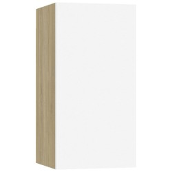 vidaXL Mueble para TV madera contrachapada blanco y roble 30,5x30x60cm