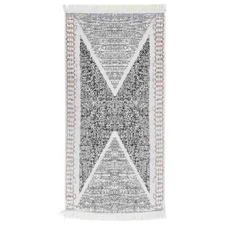 vidaXL Alfombra de algodón negro y gris 100x200 cm