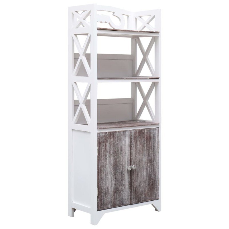 vidaXL Mueble de baño madera de paulownia blanco y marrón 46x24x116 cm vidaXL Mueble de baño madera de paulownia blanco y marrón 46x24x116 cm