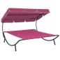 vidaXL Tumbona sofá de jardín con toldo rosa vidaXL Tumbona sofá de jardín con toldo rosa