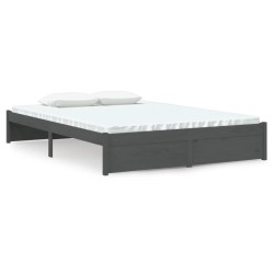 vidaXL Estructura de cama de madera maciza gris 140x190 cm