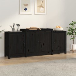 vidaXL Aparador de madera maciza de pino negro 164x37x68 cm