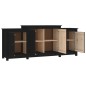 vidaXL Aparador de madera maciza de pino negro 164x37x68 cm vidaXL Aparador de madera maciza de pino negro 164x37x68 cm