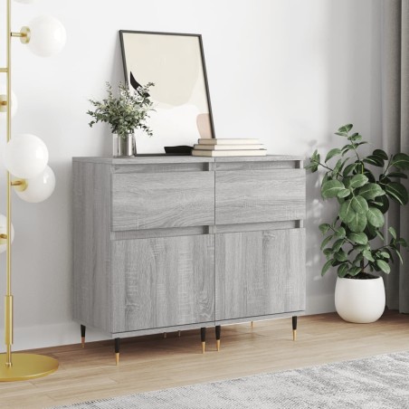 vidaXL Aparadores 2 uds madera de ingeniería gris Sonoma 40x35x70 cm