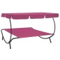 vidaXL Tumbona sofá de jardín con toldo rosa vidaXL Tumbona sofá de jardín con toldo rosa