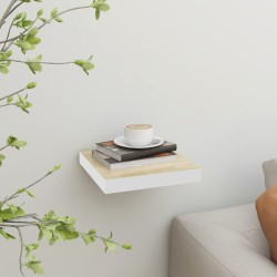 vidaXL Estante flotante de pared MDF roble y blanco 23x23,5x3,8 cm