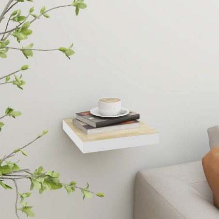vidaXL Estante flotante de pared MDF roble y blanco 23x23,5x3,8 cm
