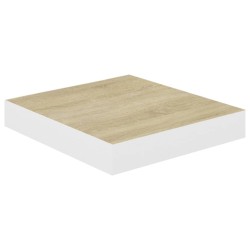 vidaXL Estante flotante de pared MDF roble y blanco 23x23,5x3,8 cm